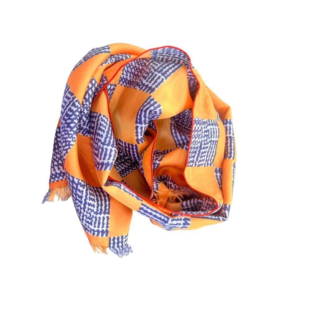 Vintage Check Rectangle Scarf Colorblock Lightweight Bandana Neck Wrap